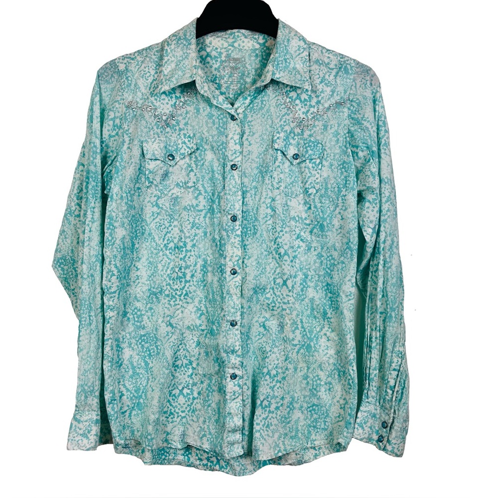 Twenty x Women's Tailored Fit Snap Button Western Long Sleeve Shirt Size Medium